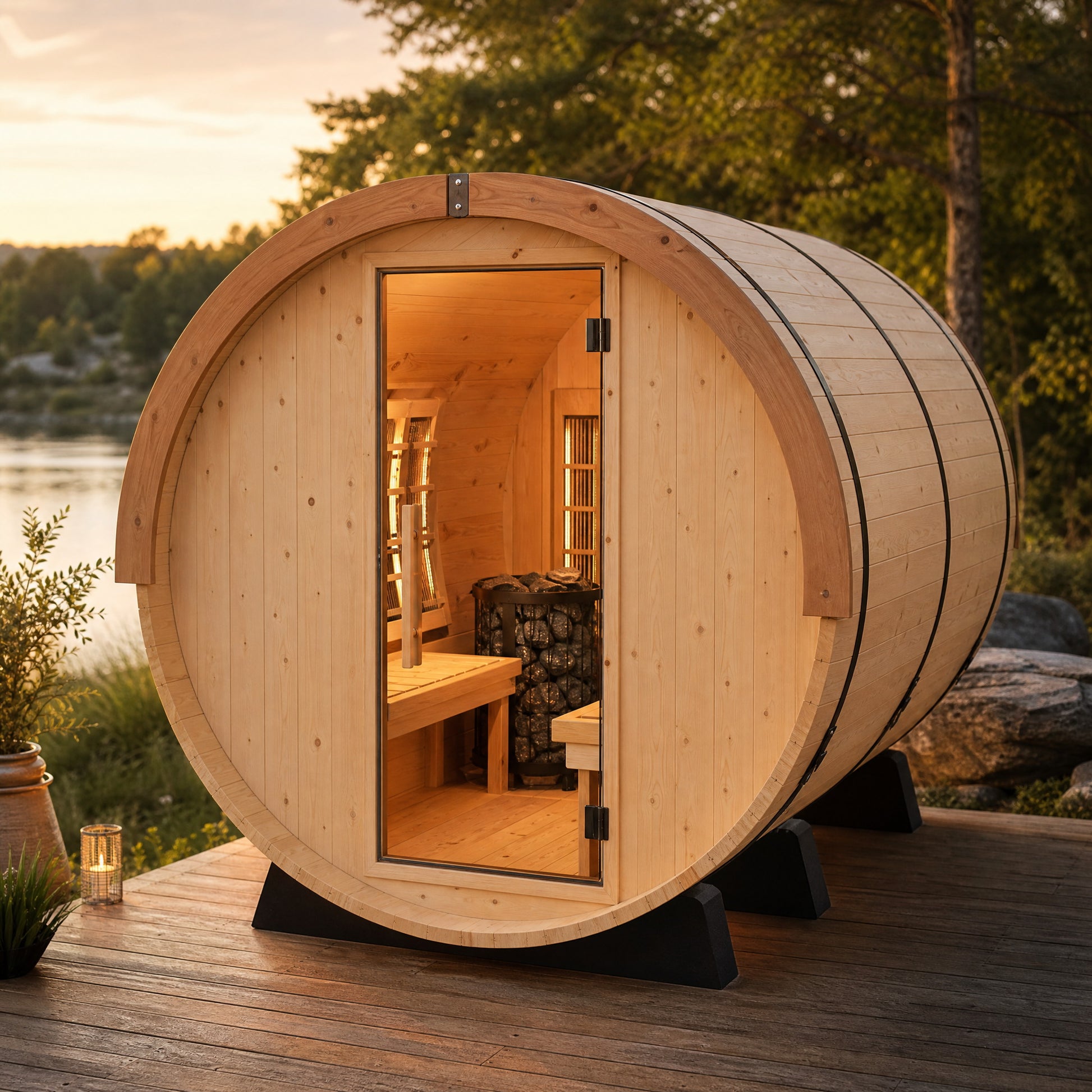 Hilltop Hybrid 4-Person Barrel Sauna